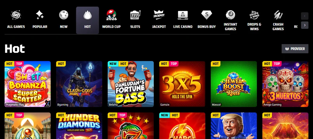 Procházejte hry SlotsVader Casino